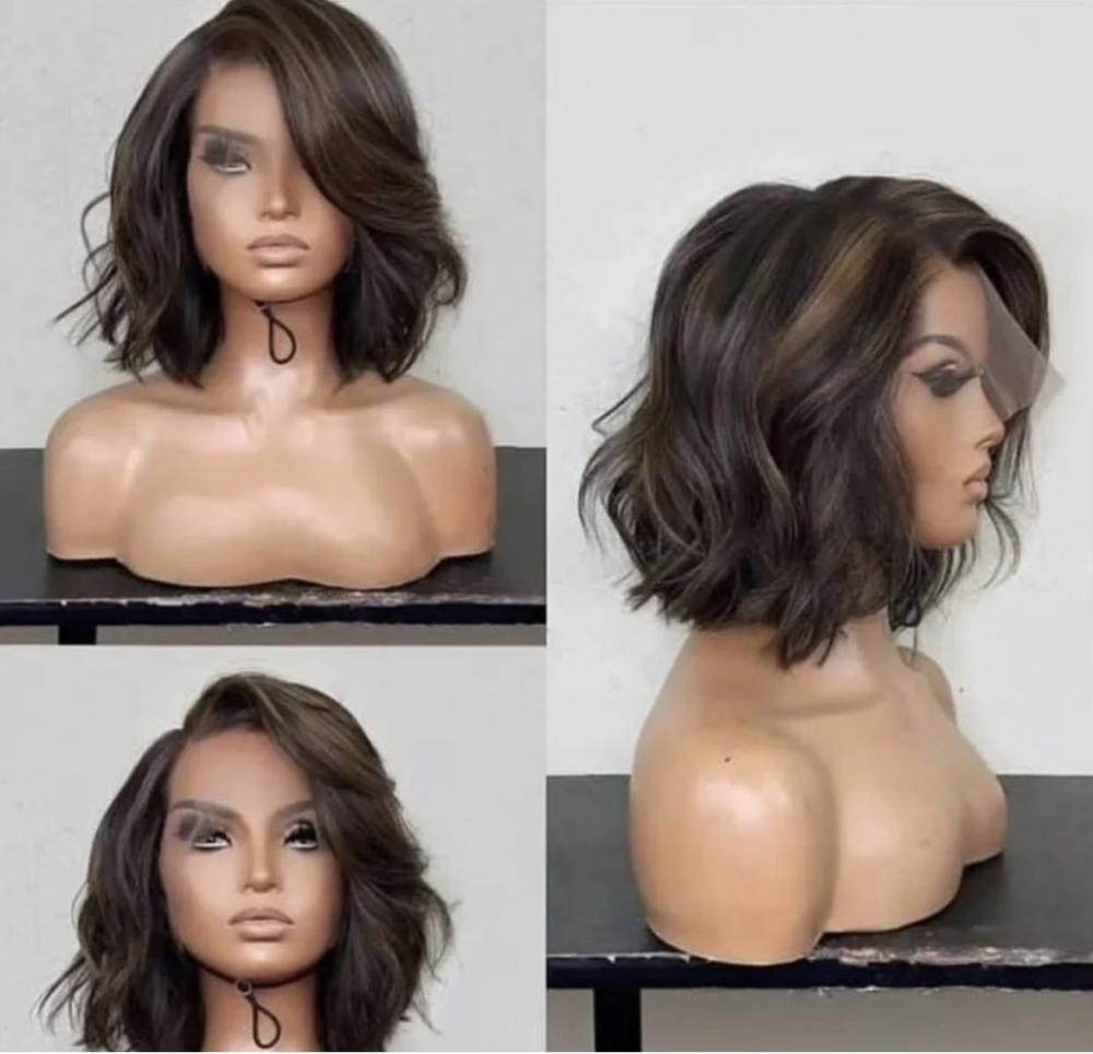 باروكة خصل كراميل طول 12 انش فروة حرير جذور كاملة