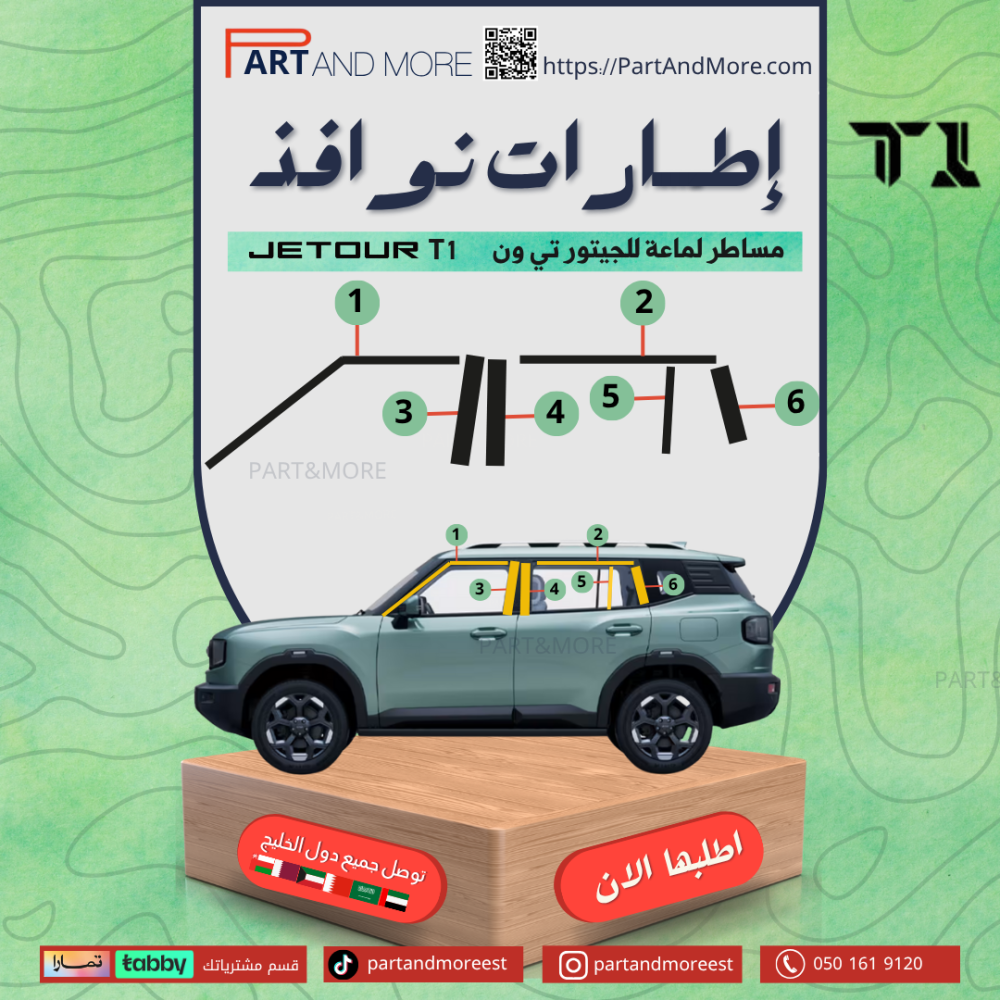 إطارات لجوانب السيارة أسود لماع 12  قطعة  ( مساطر لماعة للجيتور T1 )