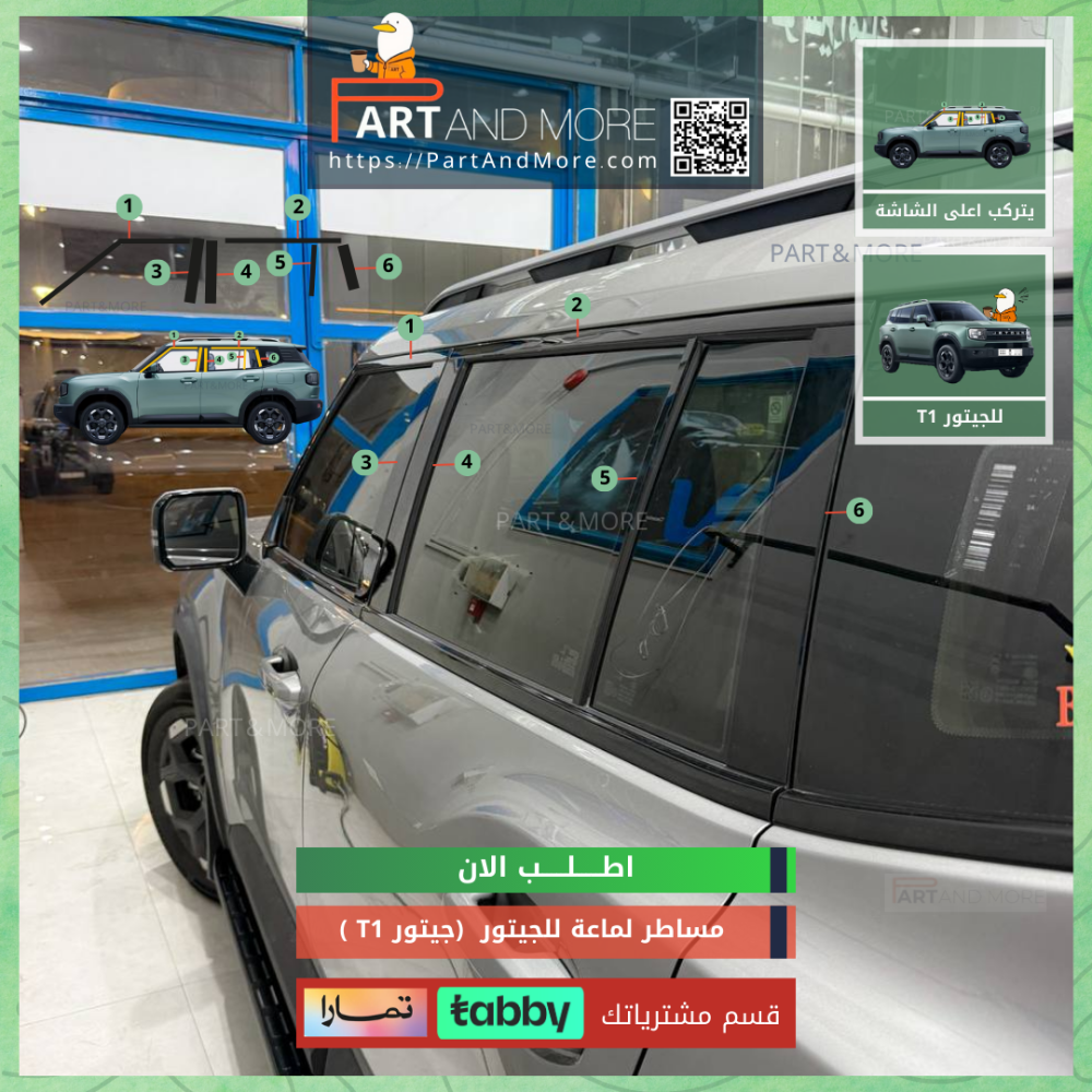 إطارات لجوانب السيارة أسود لماع 12  قطعة  ( مساطر لماعة للجيتور T1 )