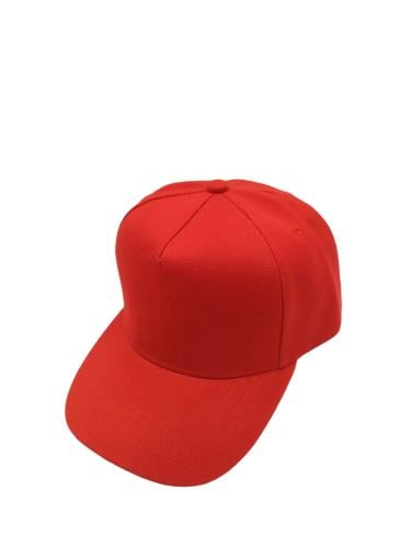 كاب سادة أحمر مقوس ل الطباعه و التطريز والزي الموحد بحديدة من الخلف