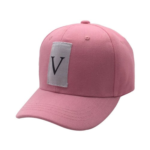 كاب حرف V وردي (بمبي ) مقوس