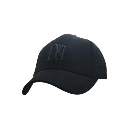 كاب ربع أسود بطبعة مطاط من الامام و الجانب