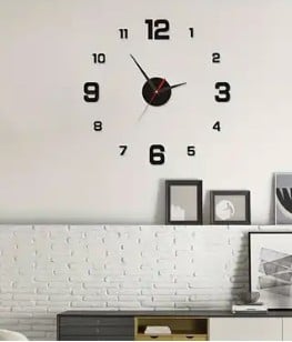 ساعة حائط 3D بإضاءة ليلية وخلفية ورقية