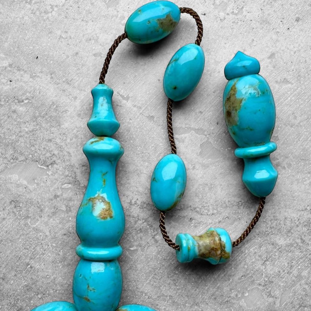 مسباح فيروز طبيعي مصاغ من حجر فيروز أريزونا طبيعي أصلي