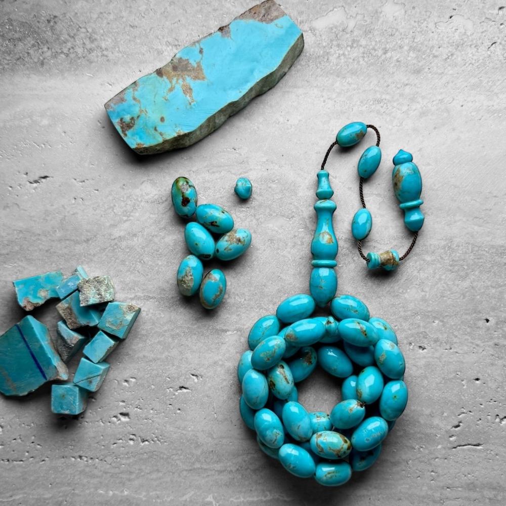 مسباح فيروز طبيعي مصاغ من حجر فيروز أريزونا طبيعي أصلي