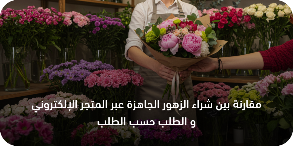 مقارنة بين شراء الزهور الجاهزة عبر المتجر الإلكتروني و الطلب حسب الطلب 2025 - 2026