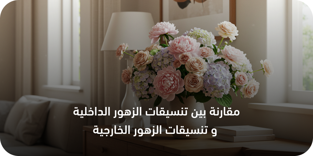 مقارنة بين تنسيقات الزهور الداخلية و تنسيقات الزهور الخارجية