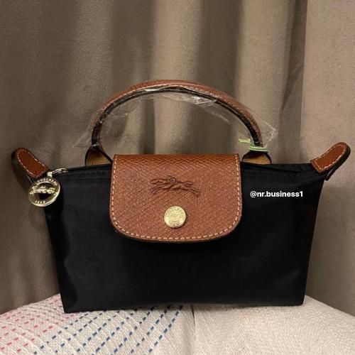 Longchamp xs - اسود مع ستراب