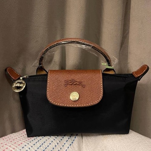 Longchamp xs - اسود مع ستراب