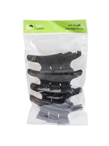 Black plastic hair clips from System Salon , 12 pcs