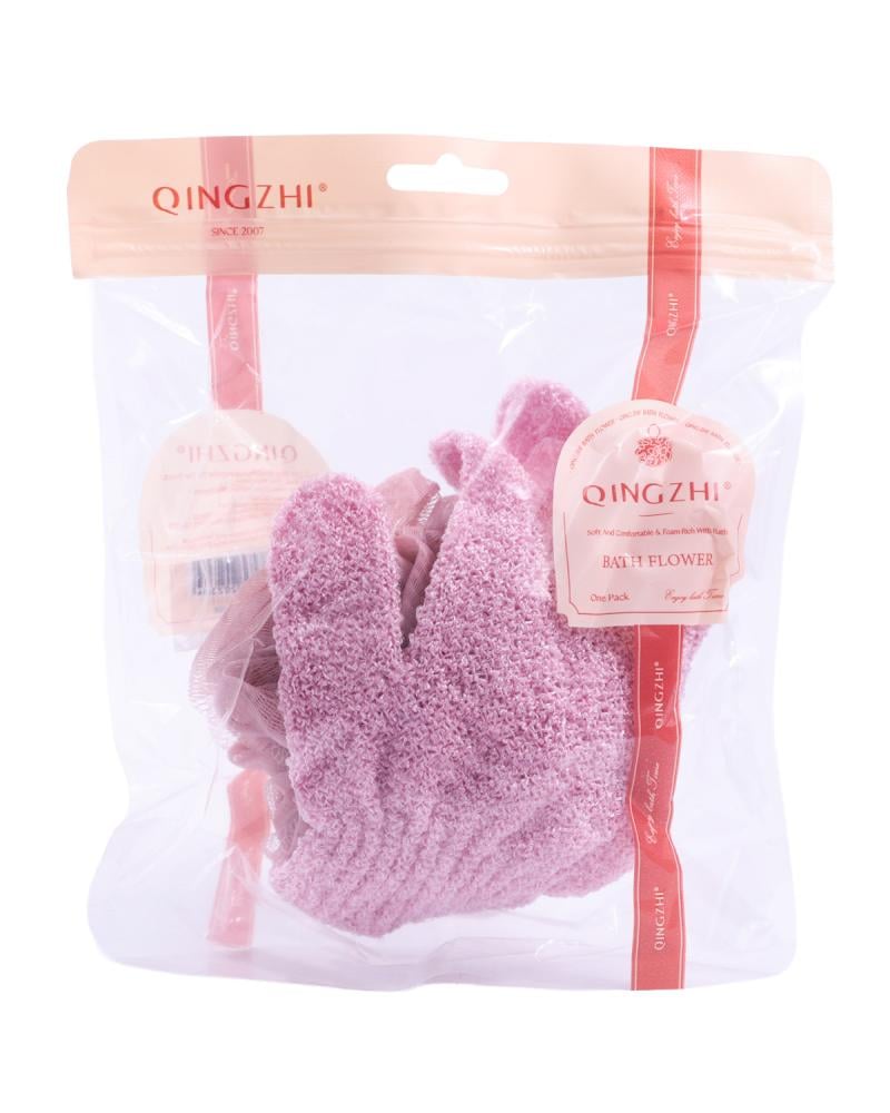 Spa System Round Body Loofah with Glove – Assorted Colors