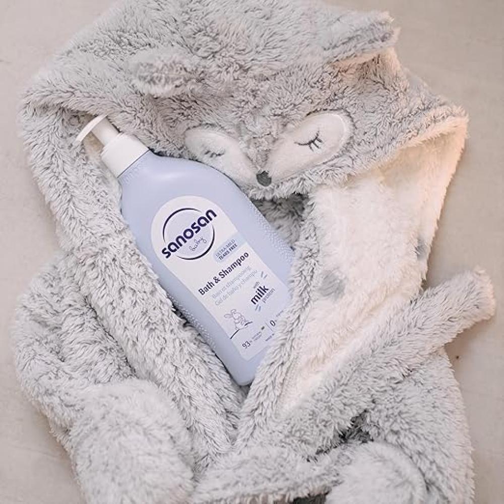 شامبو وشاور جل ببروتين الحليب للاطفال من سانوسان - 500 مل