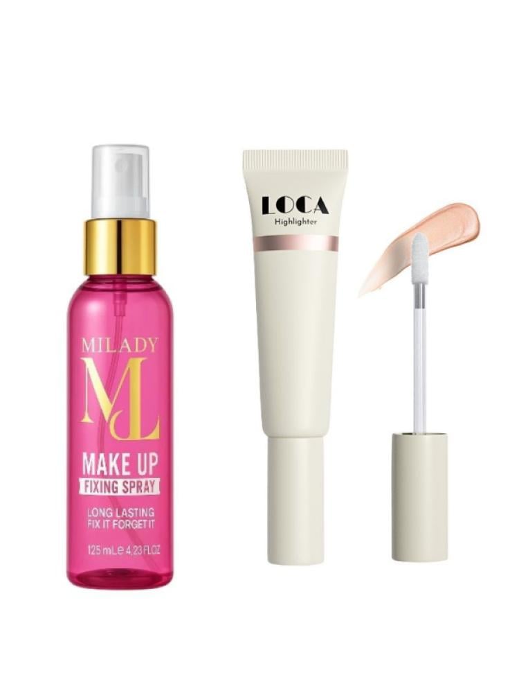 مجموعة هايلايتر لوكا ومثبت مكياج - قطعتين