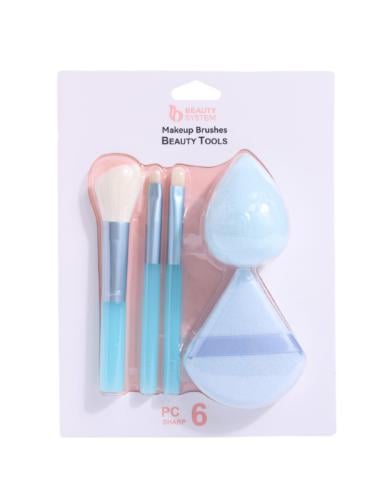 Beauty System Makeup Sponge with Brush – Assorted Colors – 6 Pieces