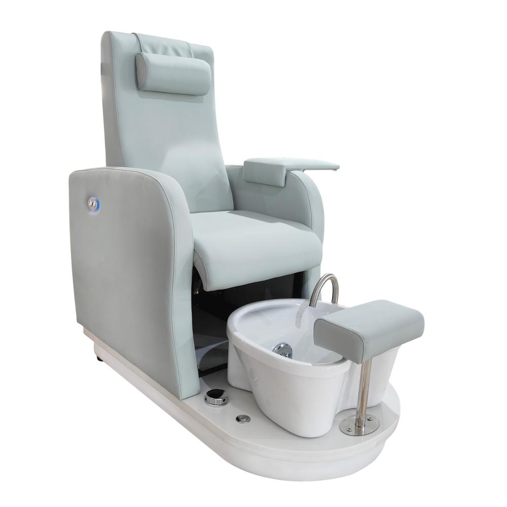 System Salon - Pedicure chair connected to a jacuzzi tub without lighting with an electric movable back, mint green