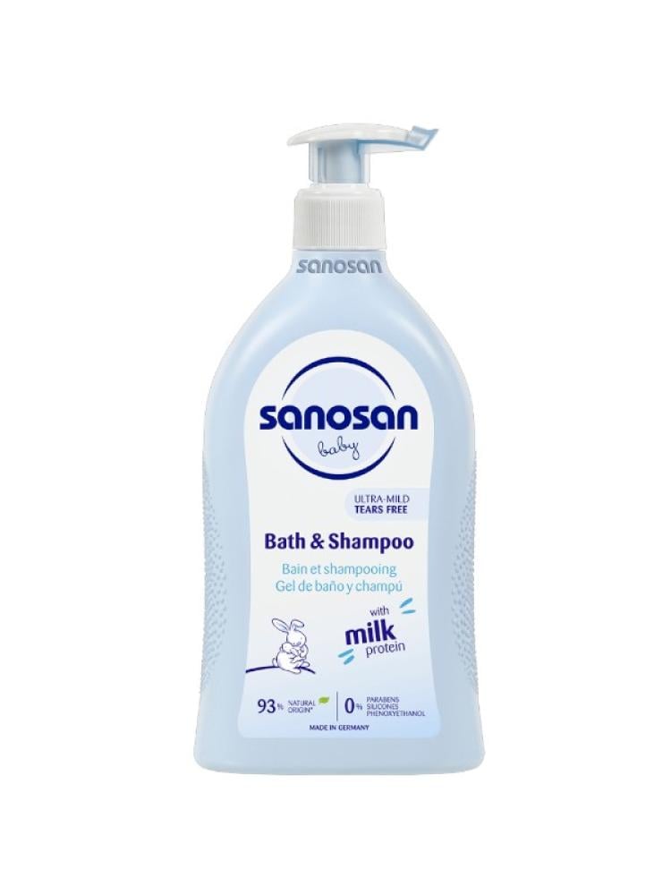 شامبو وشاور جل ببروتين الحليب للاطفال من سانوسان - 500 مل