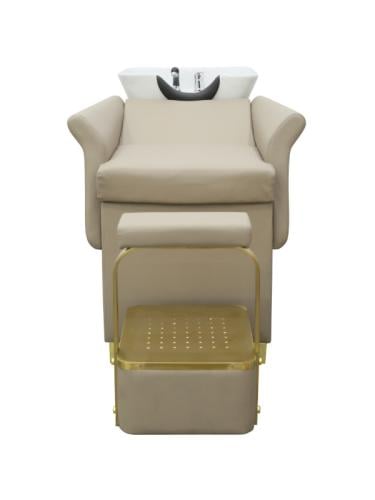 Salon System - Hair Washing Chair with Movable Footrest , Beige