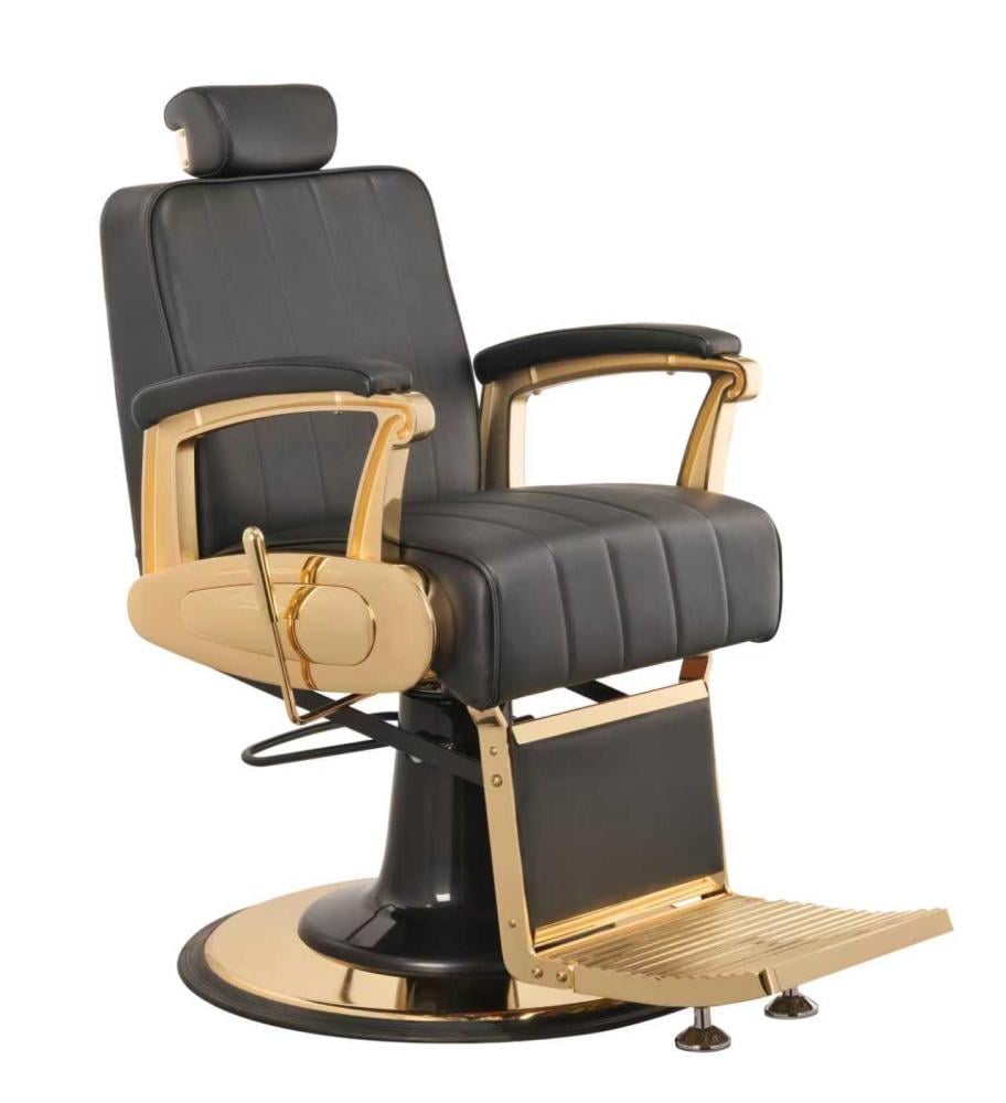 Black Men's Barber Chair with Gold Iron from Salon System 5266