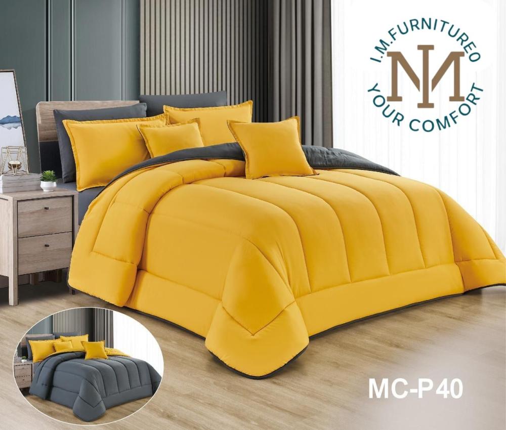 مفرش ديلارا - اصفر منجاوي- رصاصي غامق