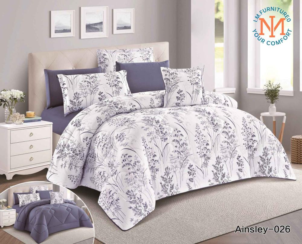 مفرش اينسلي الصيفي - Ainsley 026 - مفارش سرير - أبيض مع بنفسجي