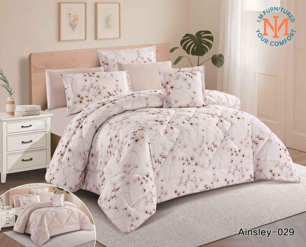 مفرش اينسلي الصيفي - Ainsley 029 - مفارش سرير - ابيض مع لحمي فاتح