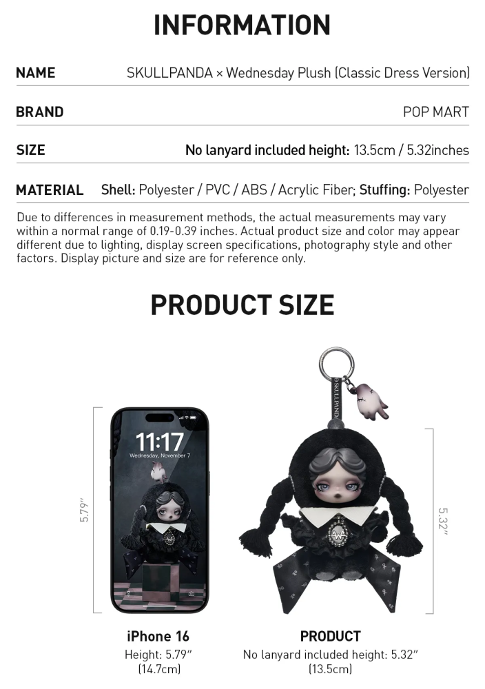 skullpanda wednesday plush classic dress version New Arrival