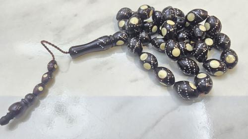 مسباح يسر مطعم بالعاج و الفضة YU19