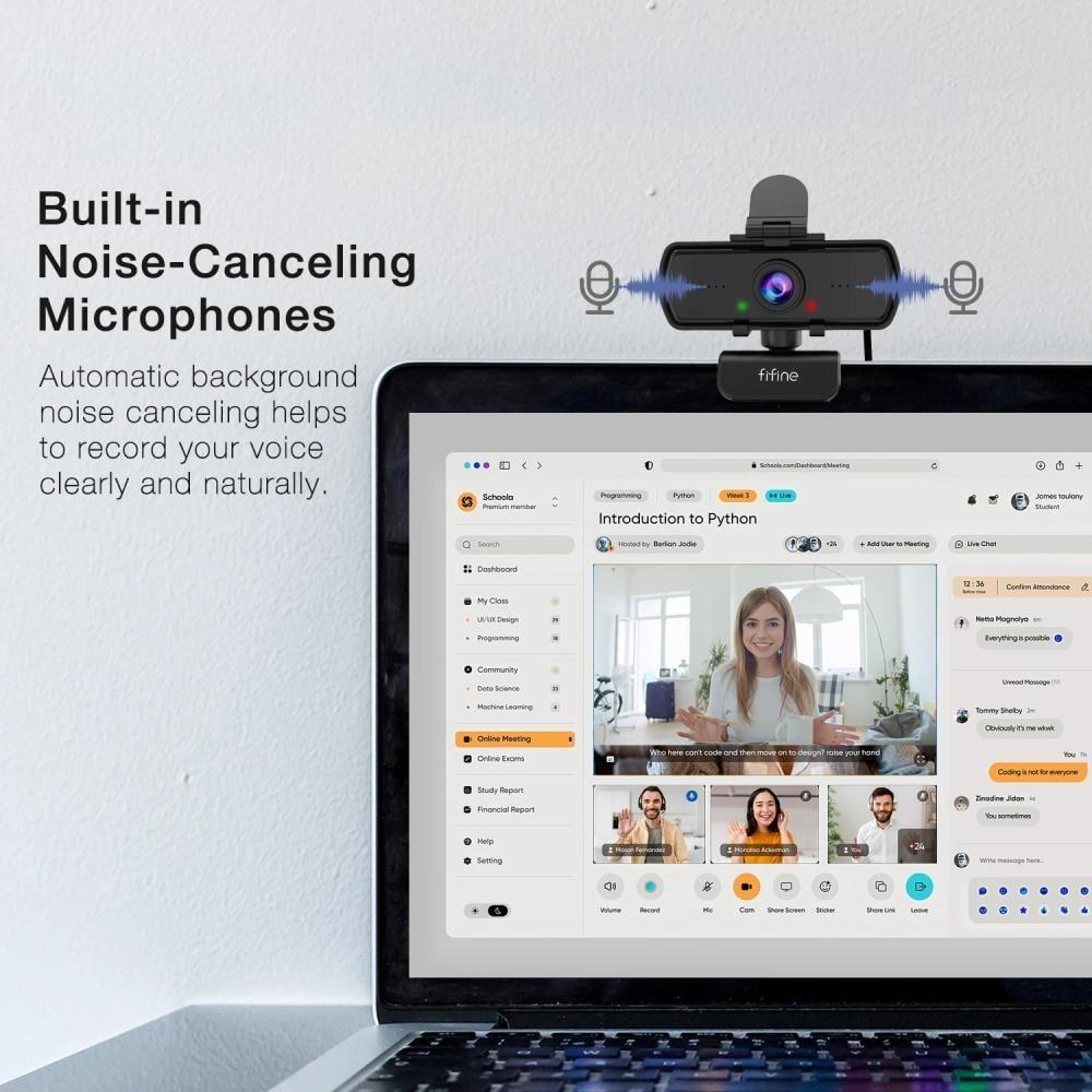 كاميرا ويب FIFINE 1440p Full HD PC