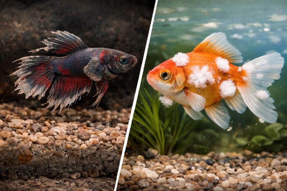 الفرق بين تعفن الزعانف والفطريات عند الأسماك