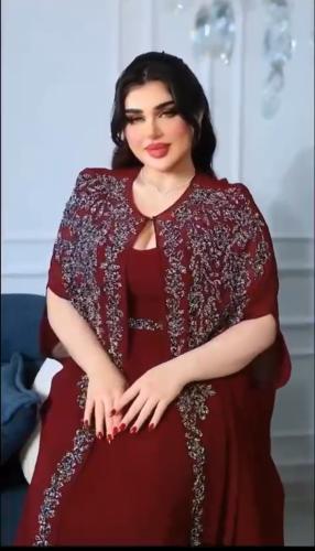 جلابيه قطعتين شيفون جورجيت+ تطريز يدوي راااقي