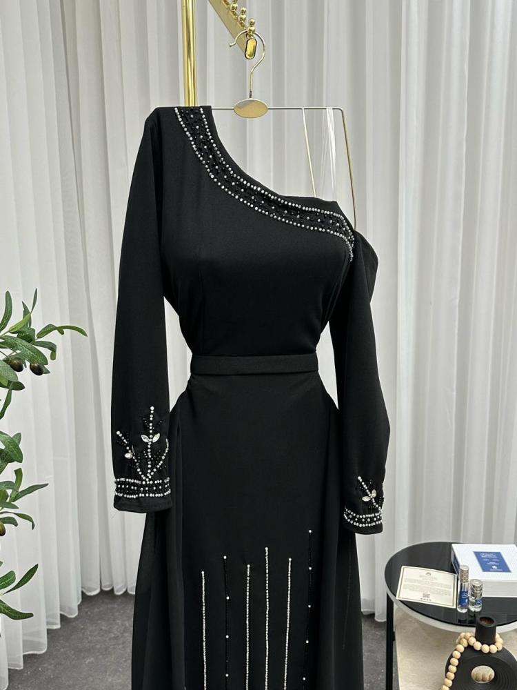 فستان سهره كريب + جورجيت + تطريز يدوي مميز