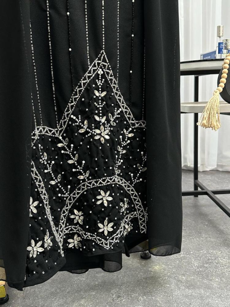 فستان سهره كريب + جورجيت + تطريز يدوي مميز