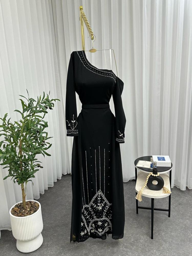 فستان سهره كريب + جورجيت + تطريز يدوي مميز