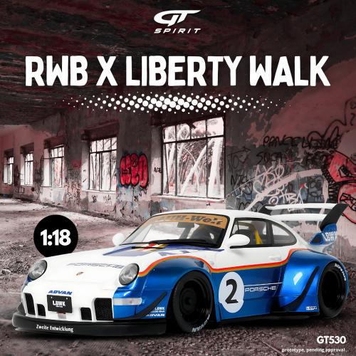 1:18 GT Spirit GT530 Porsche 911 993 RWB X Liberty Walk RAUH-Welt blue/ white 2023