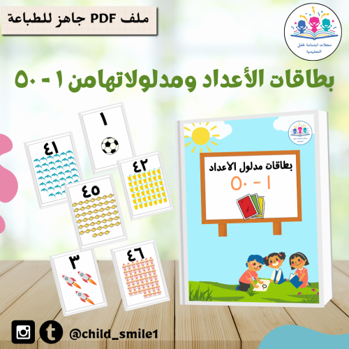 بطاقات الأعداد ومدلولاتها من 1-50