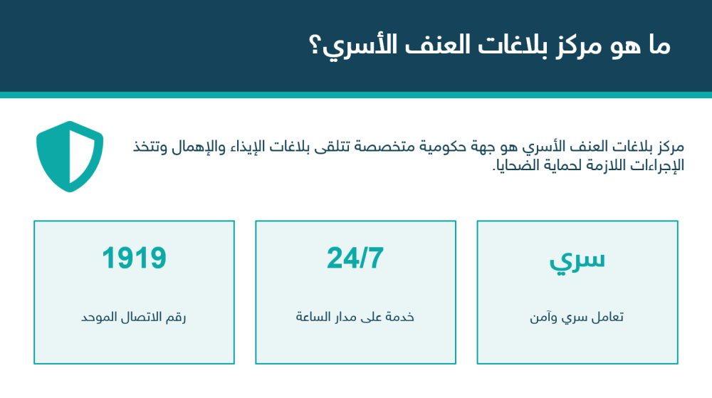 عرض تعريفي عن: مركز بلاغات العنف الأسري