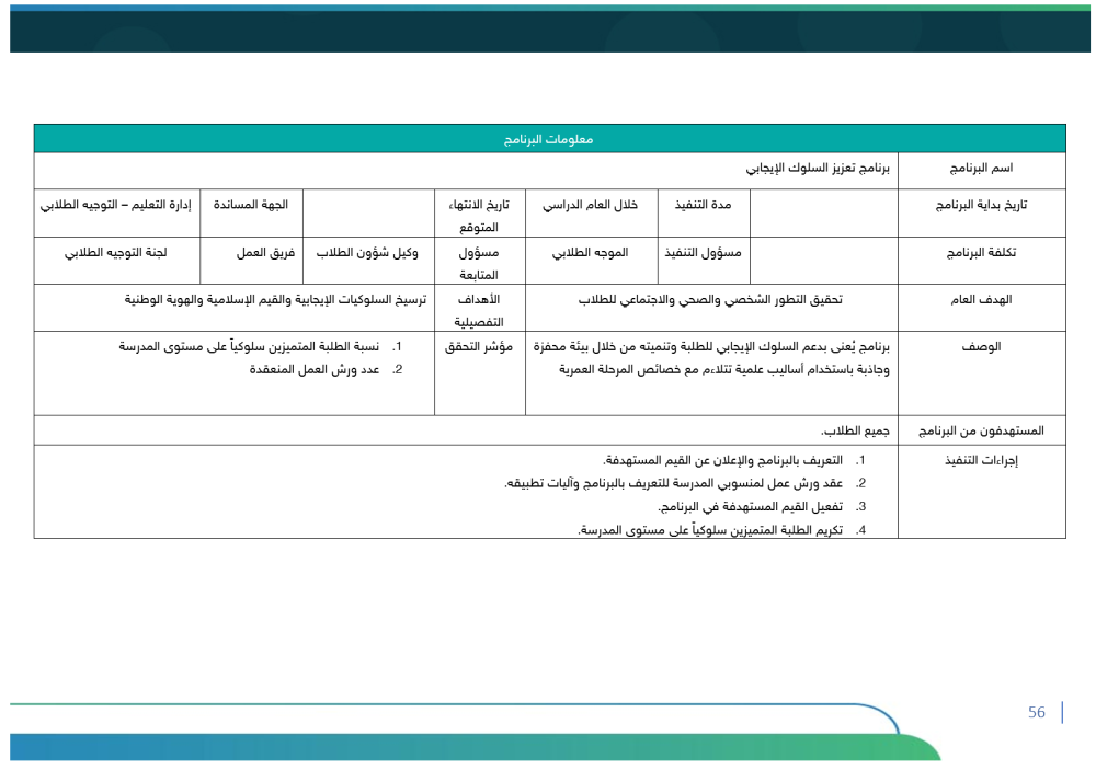 خطة التوجيه الطلابي ابتدائي