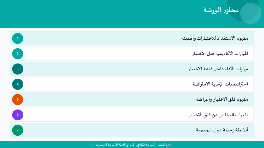 برنامج التهيئة الإرشادية للاختبارات - متوسط