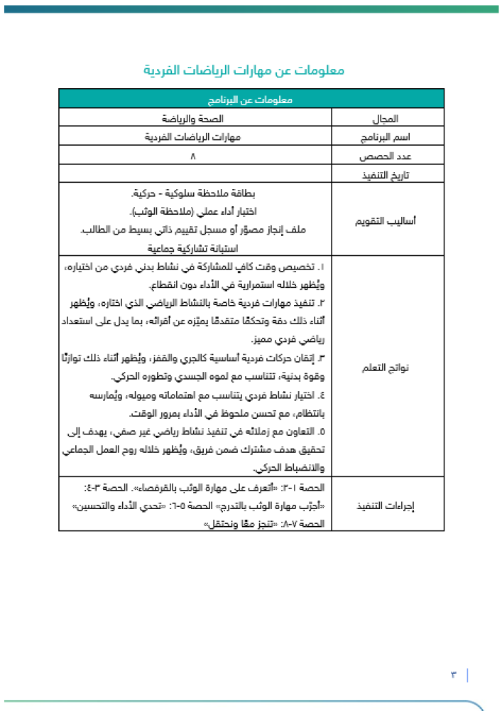 ‏‏مهارات الرياضات الفردية | صفوف عليا