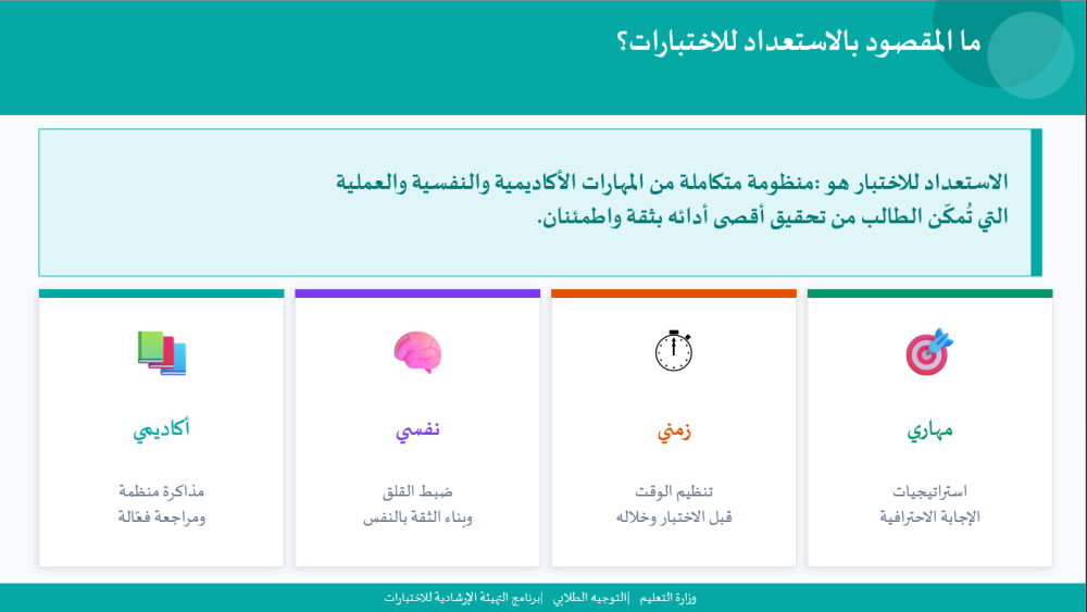 برنامج التهيئة الإرشادية للاختبارات - ثانوي