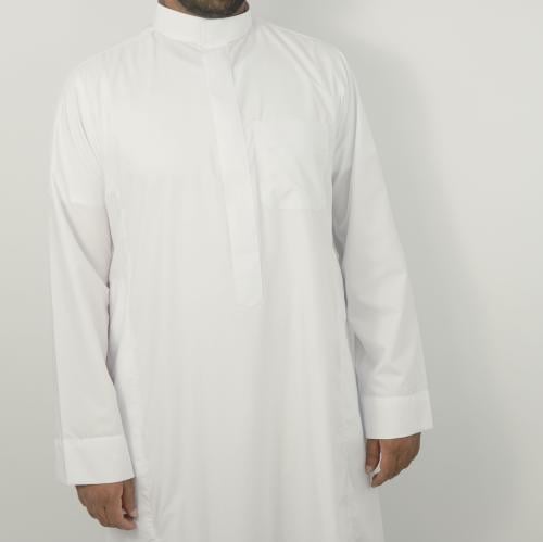 ثوب الجمعان صيفي ابيض (سادة/سحاب مخفي)