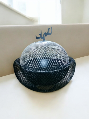 صحن تقديم بغطاء شبك أسود لقيمات 10654