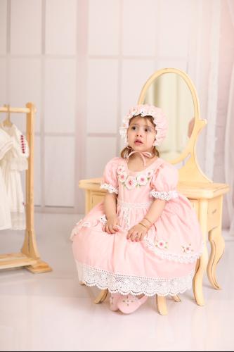 فستان الورده البيضاء - فستان وردي للأطفال - فستان...