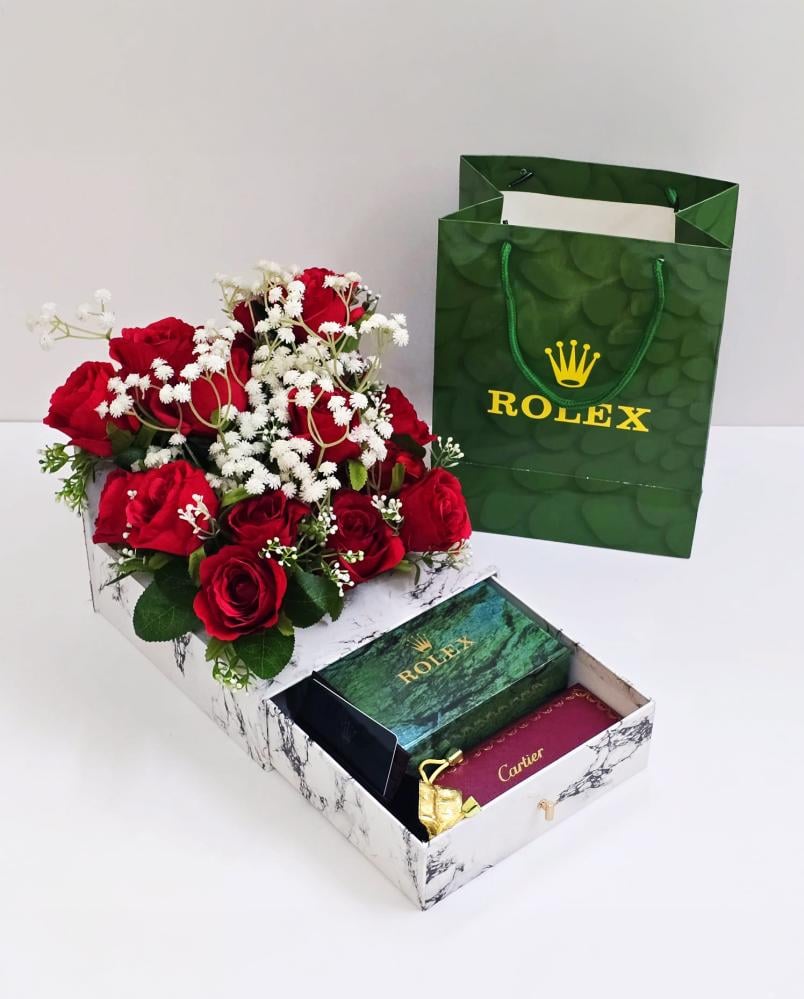 هدايا رجالية فاخرة – ساعة رولكس + قلم كارتير + بوك بطايق + سبحة