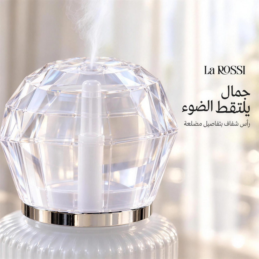 رأس La ROSSI الشفاف بأوجه مضلّعة