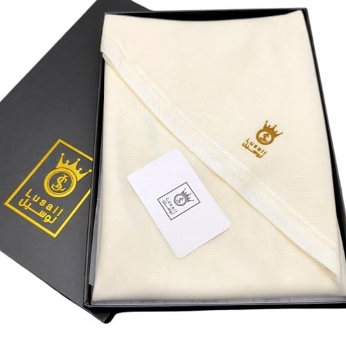 غترة لوسيل الشتوية لون كريمي سادة صوف جودة عالية اصدار 2025