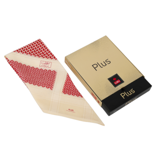 شماغ البسام بلس أحمر بيج على بيج شتوي