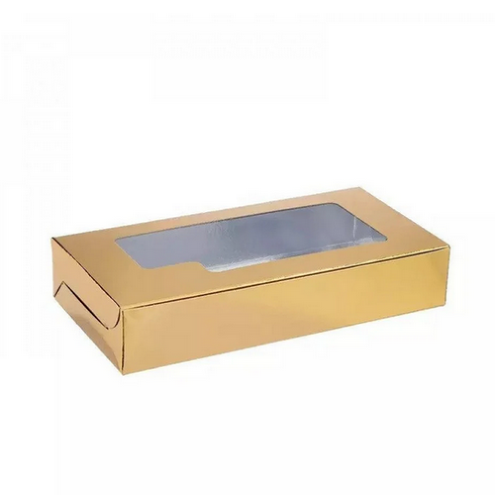 Luxury rectangular paper box with a protective layer and a golden window - multiple options