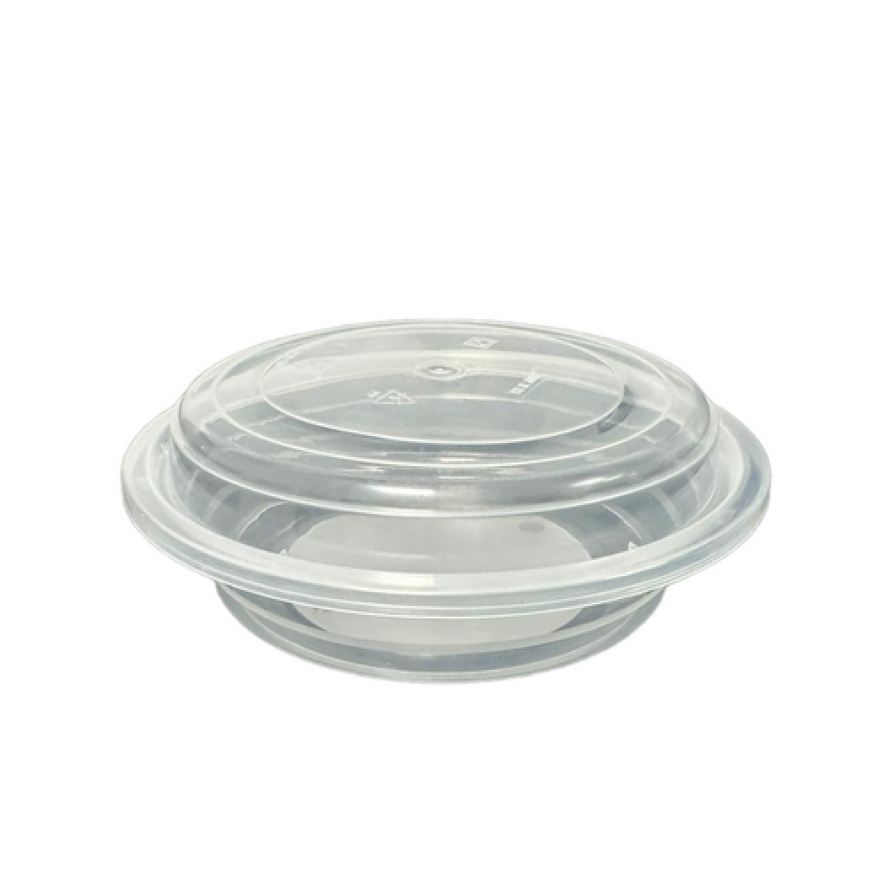 علب بلاستيك حراري دائرية للمايكرويف و الثلاجة سماكة مضاعفة لون شفاف مقاسات متعددة ( 50 عبوة )
