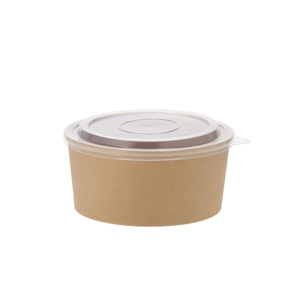 Round paper boxes with a kraft color thermoplastic lid - multiple options